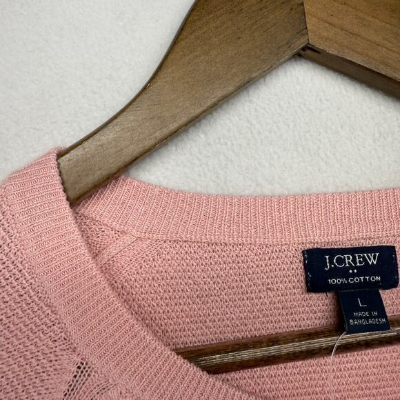 J Crew Sweater men's Large Pink Cotton Seed Stitch Lightweight Crew Preppy NEW - Picture 3 of 10
